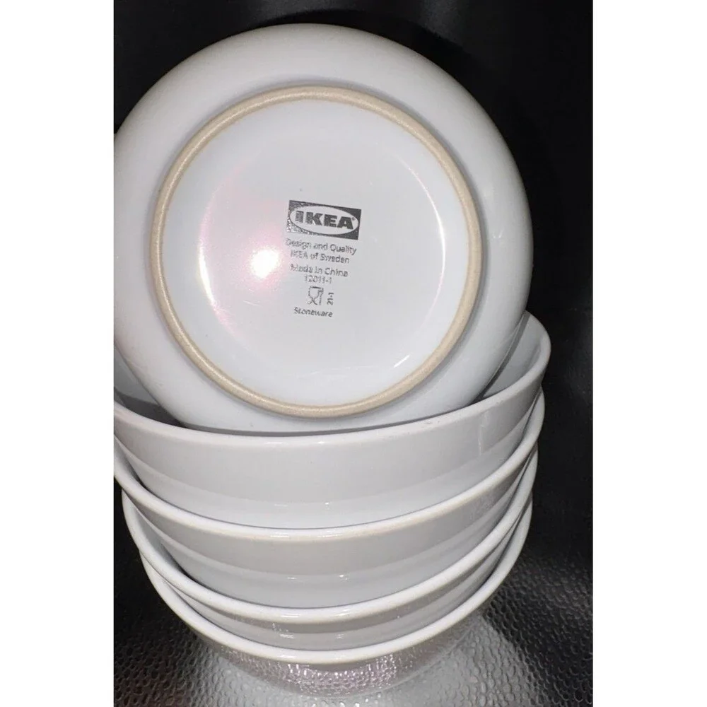 IKEA 365 White Ceramic Soup/Cereal Bowls 6” Diameter (set of 5) No Chips/crack